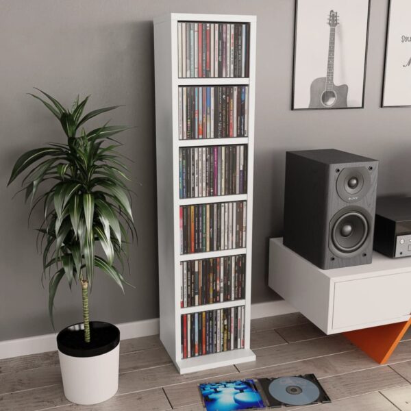 Elegant White CD Cabinet - Stylish & Durable Music Storage Solution for Home & Office