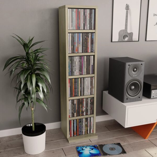 Elegant Sonoma Oak CD Cabinet - Stylish & Durable CD Storage Solution for Home & Office