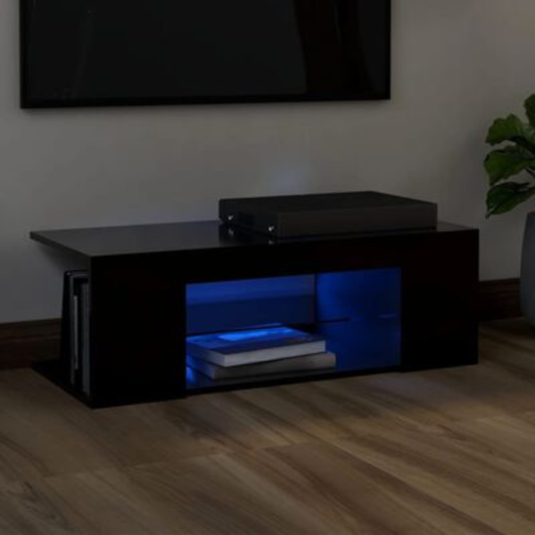 Modern Black TV Cabinet with RGB LED Lights – Sleek Media Console for Home Entertainment