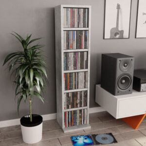 Elegant Concrete Grey CD Cabinet - Stylish & Durable CD Storage Solution for Home & Office