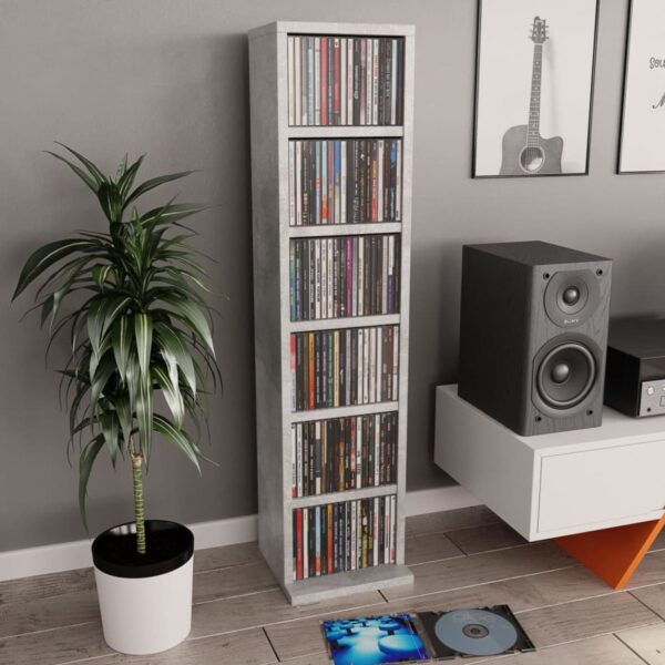 Elegant Concrete Grey CD Cabinet - Stylish & Durable CD Storage Solution for Home & Office