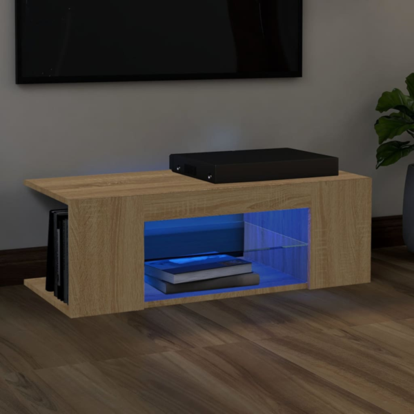 Modern Sonoma Oak TV Cabinet with RGB LED Lights – Sleek Media Console for Home Entertainment