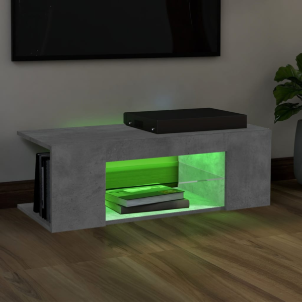 Modern Concrete grey TV Cabinet with RGB LED Lights – Sleek Media Console for Home Entertainment