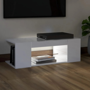 Modern High Gloss White TV Cabinet with RGB LED Lights – Sleek Media Console for Home Entertainment