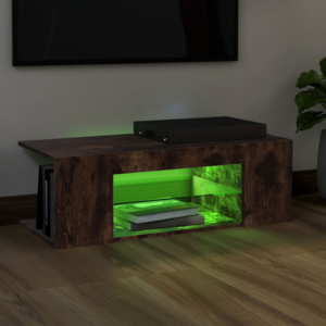 Modern Smoked oak TV Cabinet with RGB LED Lights – Sleek Media Console for Home Entertainment