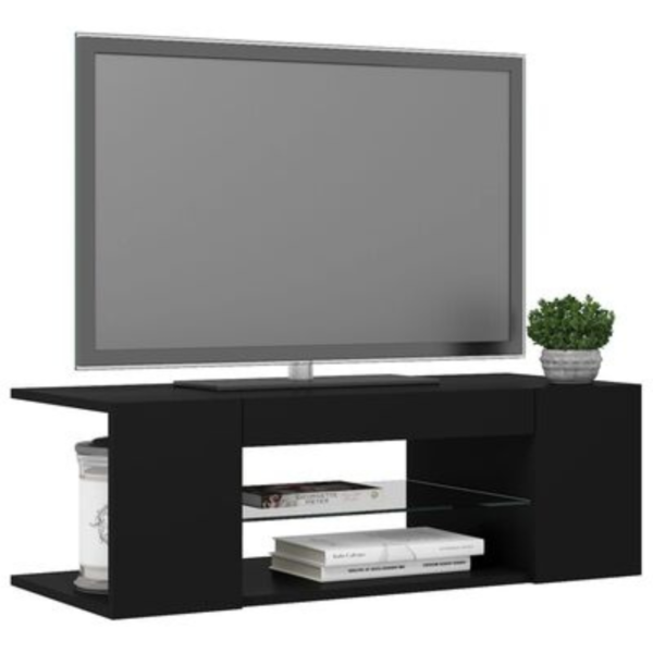 Modern Black TV Cabinet with RGB LED Lights – Sleek Media Console for Home Entertainment