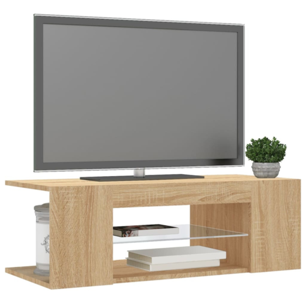 Modern Sonoma Oak TV Cabinet with RGB LED Lights – Sleek Media Console for Home Entertainment