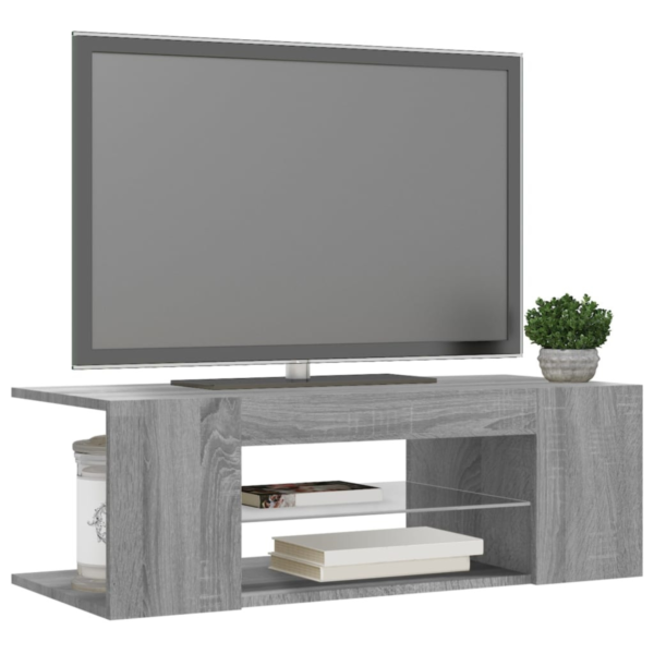 Modern Grey Sonoma TV Cabinet with RGB LED Lights – Sleek Media Console for Home Entertainment