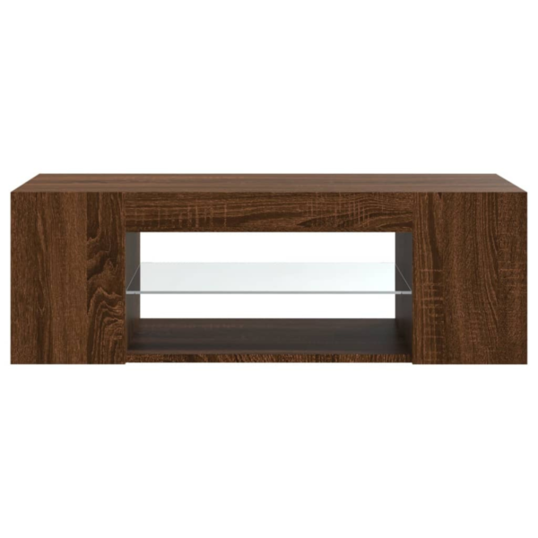 Modern Brown oak TV Cabinet with RGB LED Lights – Sleek Media Console for Home Entertainment