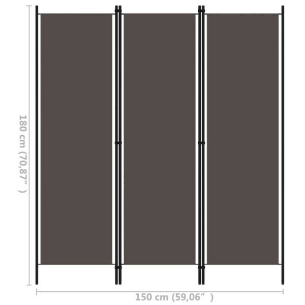 Modern Contemporary Anthracite 3-Panel Room Divider – Modern Privacy & Partition