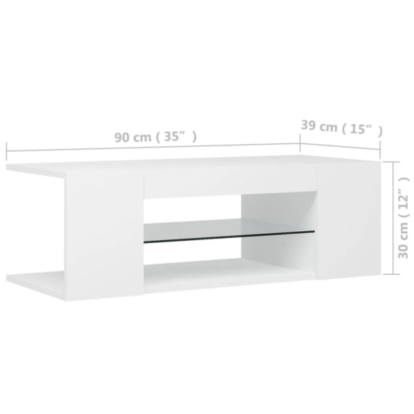 Modern White TV Cabinet with RGB LED Lights – Sleek Media Console for Home Entertainment