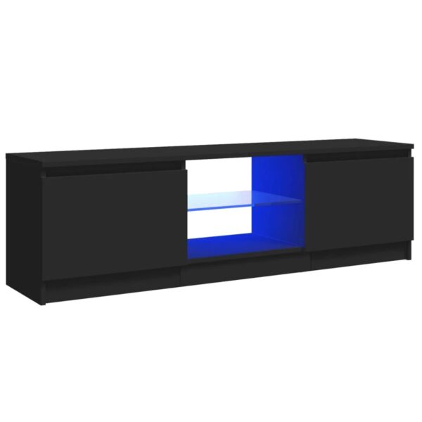 Modern Black TV Cabinet with RGB LED Lights | Sturdy Engineered Wood & Tempered Glass Design