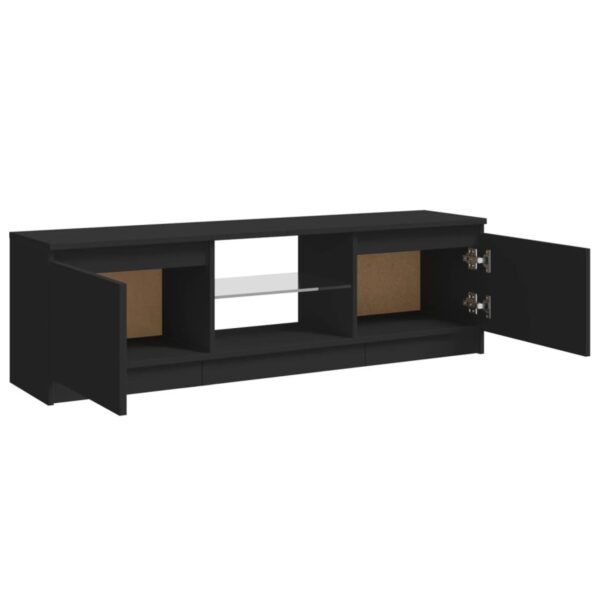 Modern Black TV Cabinet with RGB LED Lights | Sturdy Engineered Wood & Tempered Glass Design