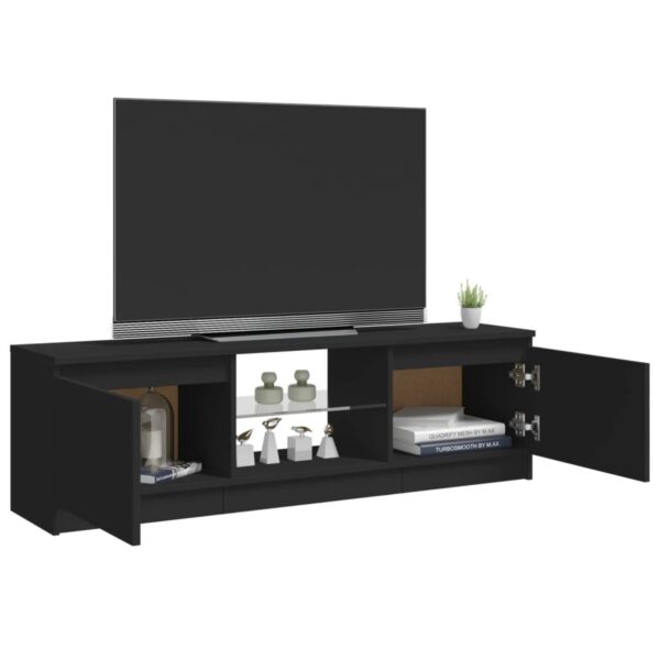 Modern Black TV Cabinet with RGB LED Lights | Sturdy Engineered Wood & Tempered Glass Design