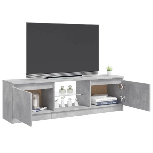 Modern Concrete Grey TV Cabinet with RGB LED Lights | Sturdy Engineered Wood & Tempered Glass Design