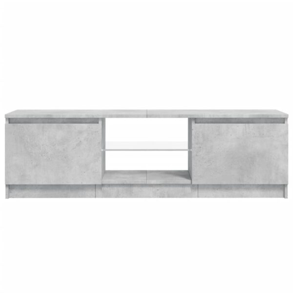 Modern Concrete Grey TV Cabinet with RGB LED Lights | Sturdy Engineered Wood & Tempered Glass Design