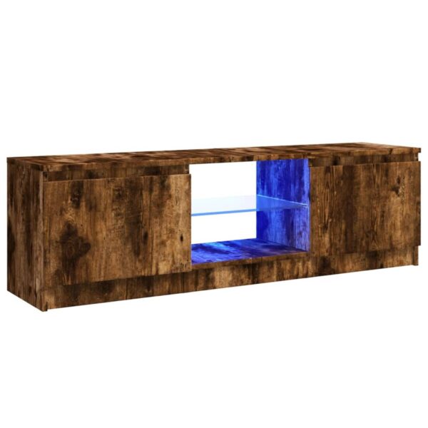 Modern Smoked Oak TV Cabinet with RGB LED Lights | Sturdy Engineered Wood & Tempered Glass Design